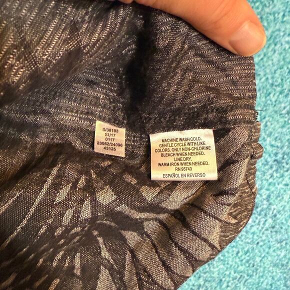 Tasso Elba Island Men's Hawaiian Shirt XL Gray Palm Tree Print Silk Linen Blend - Picture 12 of 14